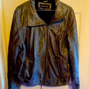 Ladies grey leather look jacket